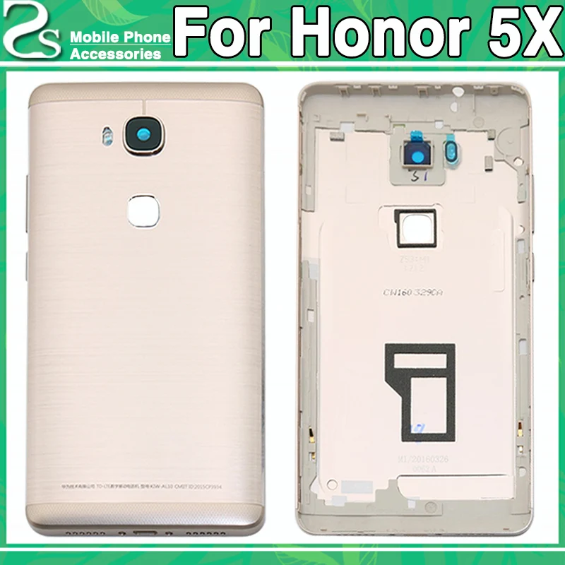 

New For Honor 5X Battery Cover For Huawei Honor 5X X5 GR5 Back Cover Housing Case + Power Volume Button + Camera Lens