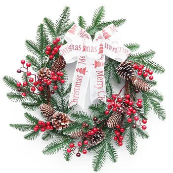 

50cm Christmas Pinecones Red Beads Garland Decorations for Wall Door Table Windows of Home Market Hotel