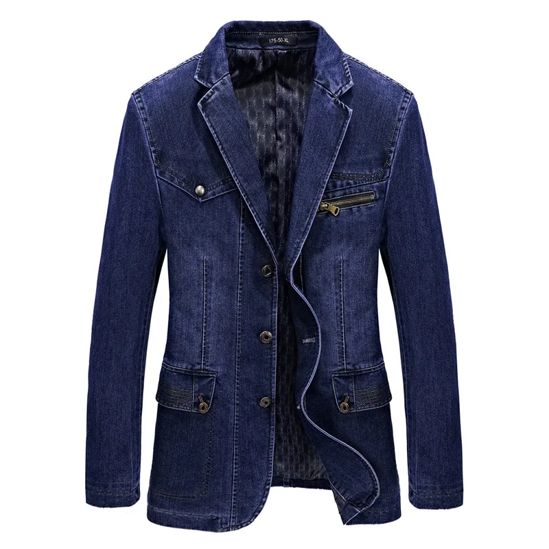 

Nice L-3XL Denim Jacket Men Blazer Cotton Suits For Men Cowboy Blazer Jeans Jacket Men Jaqueta Brand-clothing Casual Jacket Suit