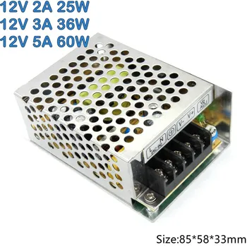 

DC 12V Regulated Switching Power Supply 2A 25W 3A 36W 5A 60W Transformer Driver Adapter input AC 110-220V for led Strip Light