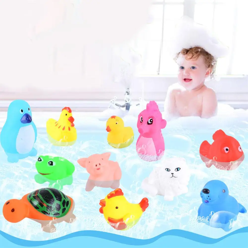 

Children's Swimming Bathing Shower Water Toys Squeezing Squeaking Vocal Animals Duck Giraffe Sea Lion Toy