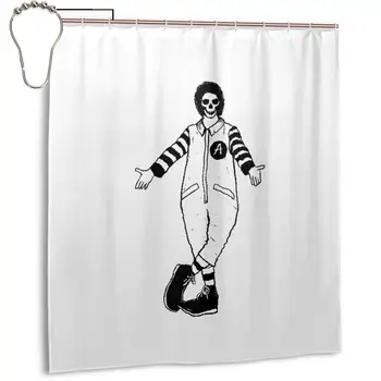 

Skull Anarchy Clowns Shower Curtain Panel 66x72 Inch Metal Hooks 12 Pack Extra Long Black Geometric Decor Fabric Bathroom Set
