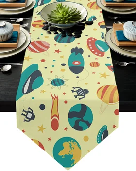 

Space Universe Planet Table Runner Home Party Dining Table Decorative Wedding Table Decoration Flower Cake Tablecloth
