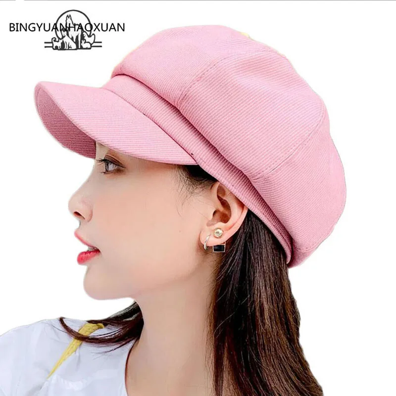 

2019 New Octagonal Hat Newsboy Beret Cap High Quality Retro Striped for Men Women Hats
