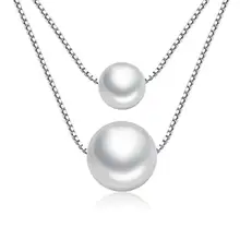 Милая имитация жемчуга двухслойная подвеска ожерелья для женщин тренд короткая цепочка на ключицы 925 пробы серебряные ювелирные изделия SAN182