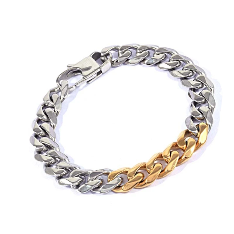 Bracelet Men Chain Hand For Gold Steel Color Black Bracelets Stainless