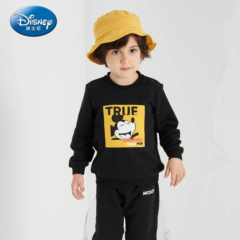 Disney/Коллекция года, одежда для мальчиков с Минни и Микки комплект из двух предметов, Детский комплект с круглым воротником, осенне-зимний спортивный комплект из двух предметов для мальчиков с круглым вырезом