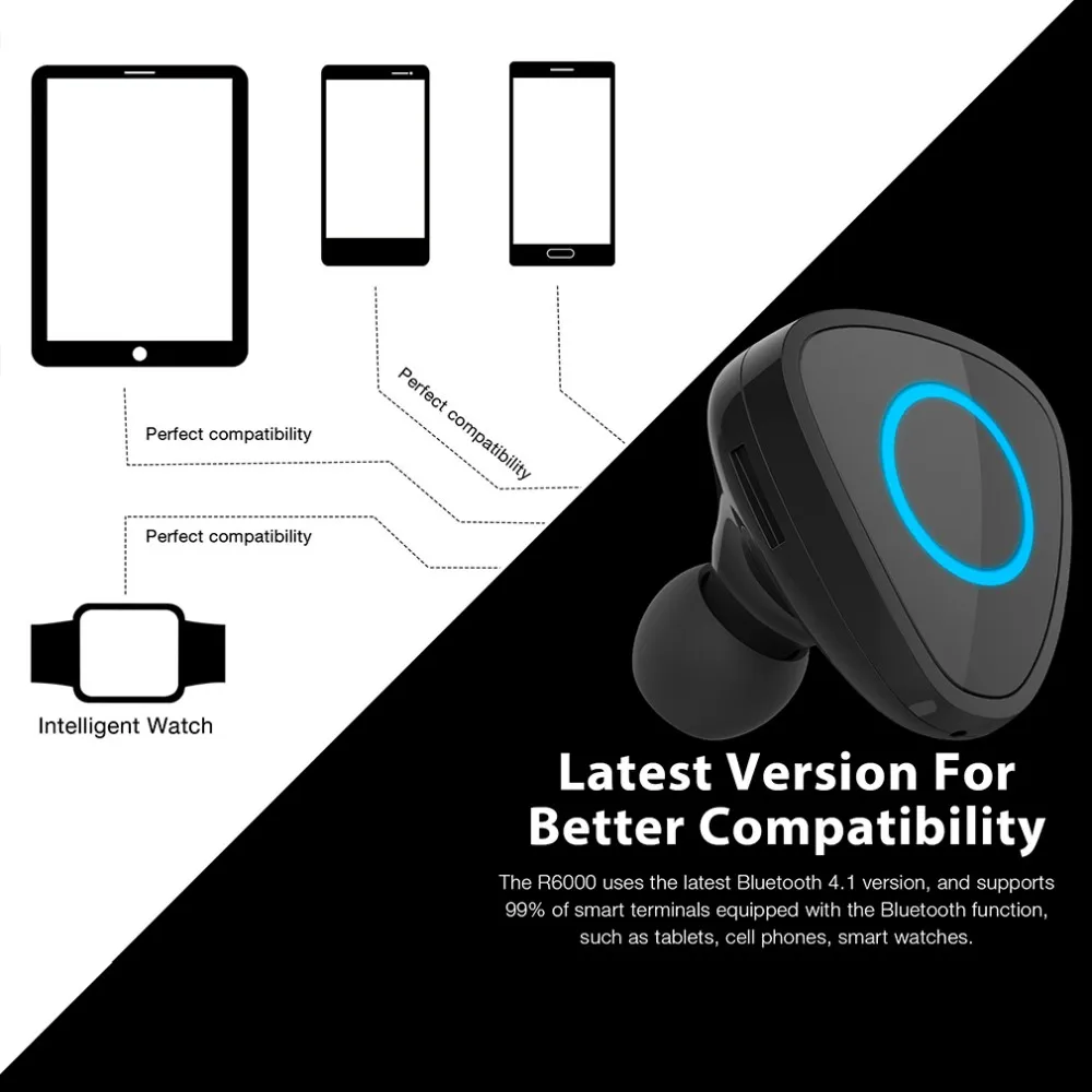 R6000 мини стерео Авто Bluetooth гарнитура Bluetooth громкой связи автомобиля наушники для iPhone/samsung смартфон