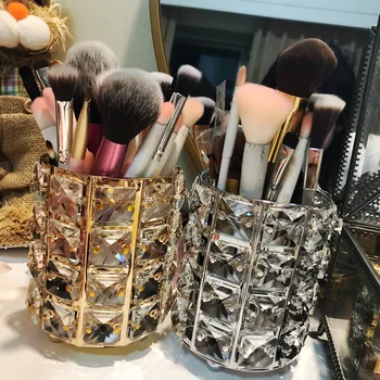 

Fashion Women Makeup Brush Tools Holder Bucket Cosmetic Storage Crystal Box Collector Pencil Vase
