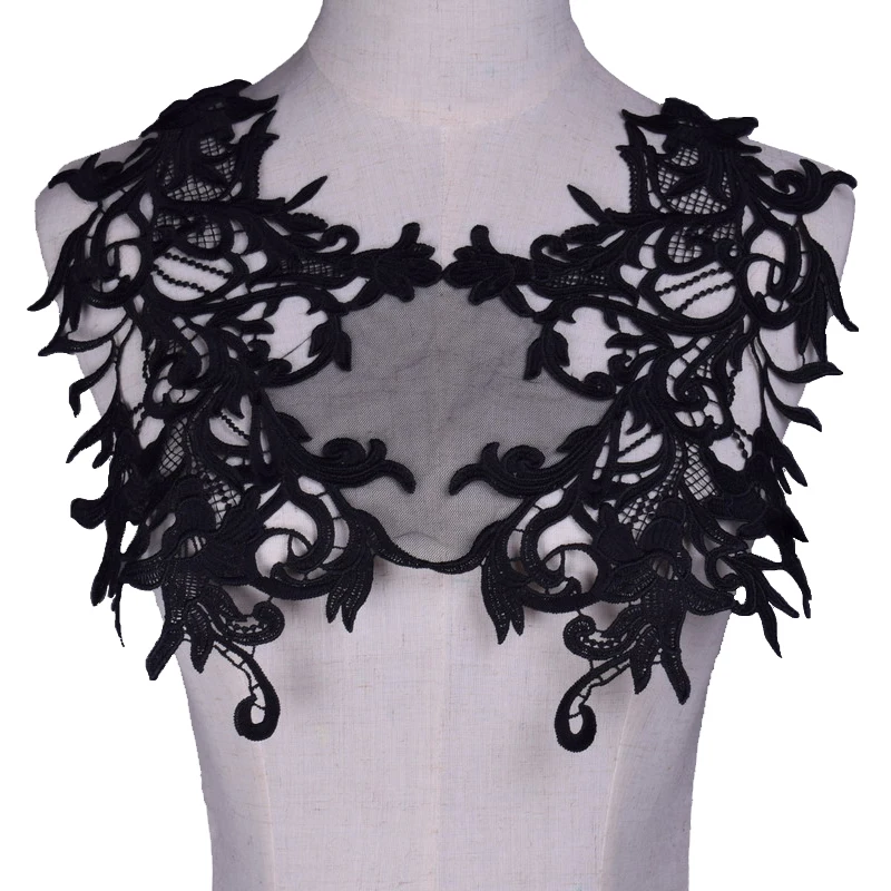 Black Embroidery Venise Lace Neckline Collar Embellishment Sewing Applique Trims Dress Supplies Scrapbooking lace fabric lace garment accessories lace sewing supplies lace sewing accessories lace decoration lace accessories
