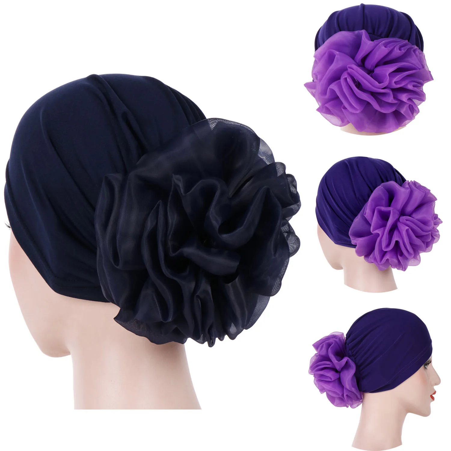 2023 Fashion Muslim Cotton Hijab Caps Big Flower Turban Bonnet for Woman Islamic Wrap Head Inner Cap for Hijabs Trendy Headdress women indian arab wrap head scarf turban caps trendy printed hijab bonnet bohemian ethnic inner hijabs for cap muslim headdress