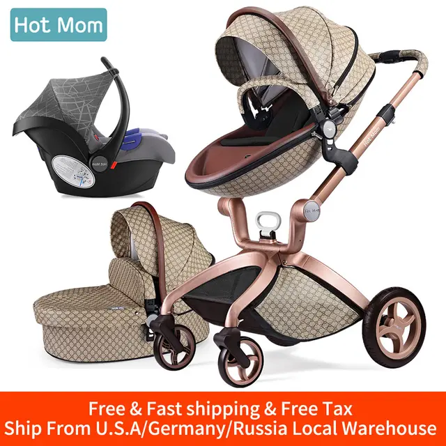 $US $72.98  Baby Stroller 3 in 1Hot Mom travel system High Land-scape stroller with bassinet in 2019 Folding Ca