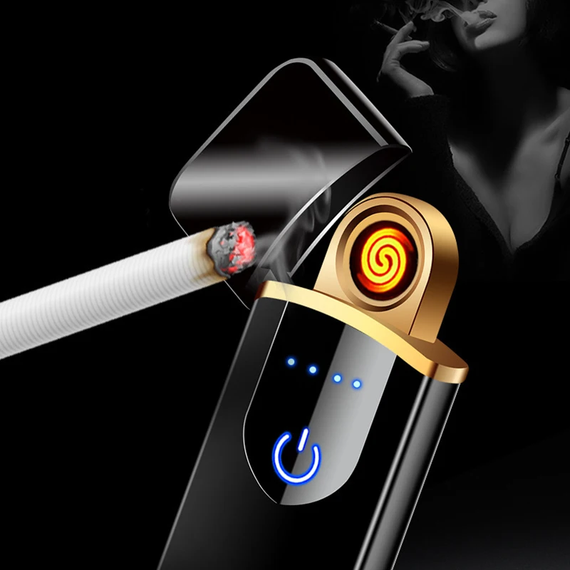 

Rechargeable Electric Windproof Lighter Windproof Flameless Electronic Lighter Double Touch Screen Plasma Lighter