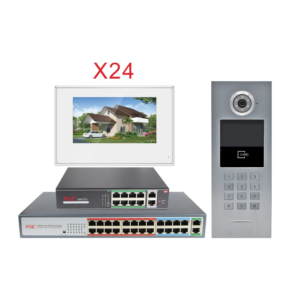 7'' Touch Screen WIFI IP Video Door Phone Intercom+POE Switch 24 Floors Building Access Control System Support Password/IC Card 7'' Touch Screen WIFI IP Video Door Phone Intercom+POE Switch 24 Floors Building Access Control System Support Password/IC Card
