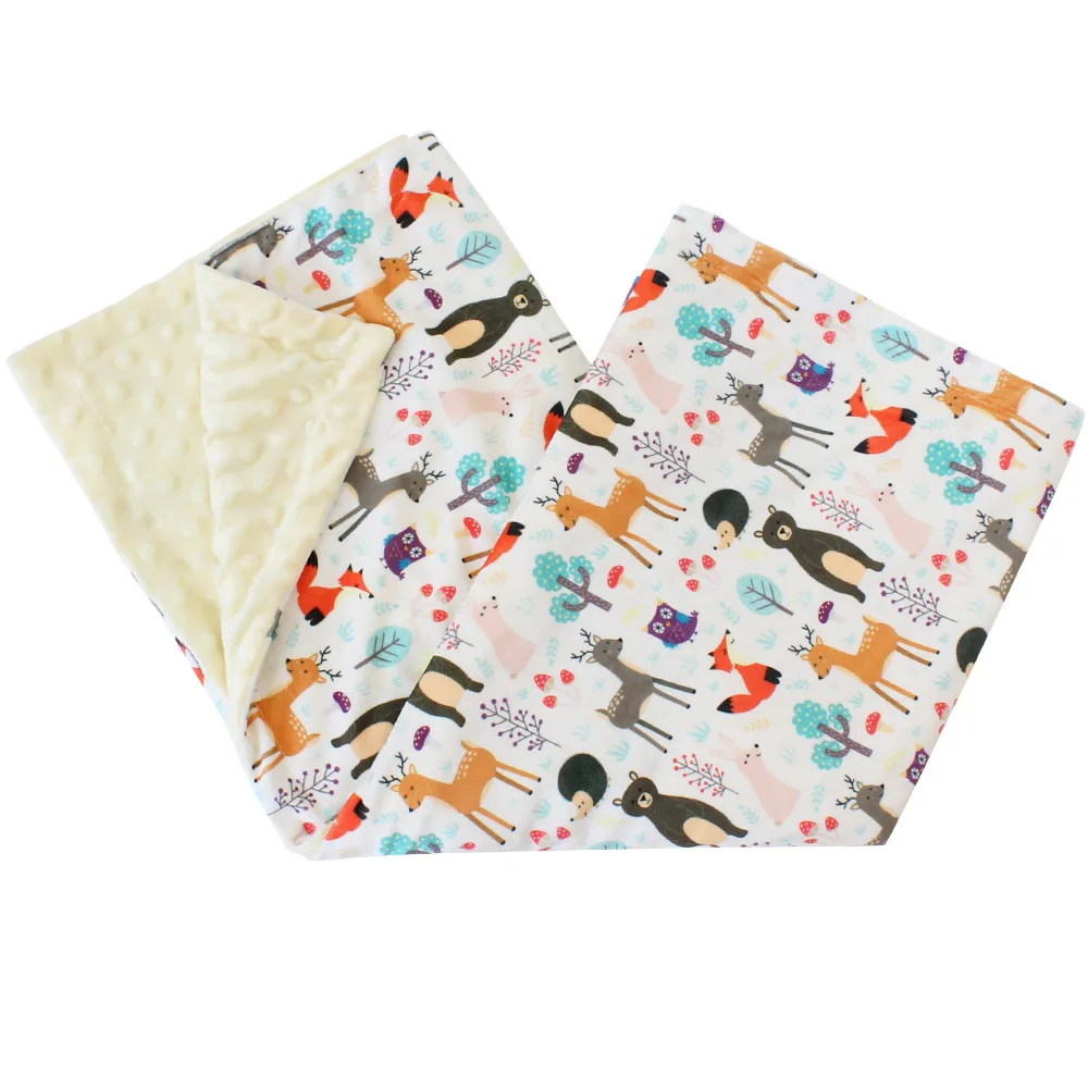 Bear Cream Dot 2 слоя 3D Dot Minky коралловый флис мягкий термальный малыш зимнее детское одеяло - Цвет: Bear Cream Dot