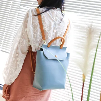 

New Ice Cream Color Backpack Female Fashion Mummy Bag Simple Leather Small Backpack