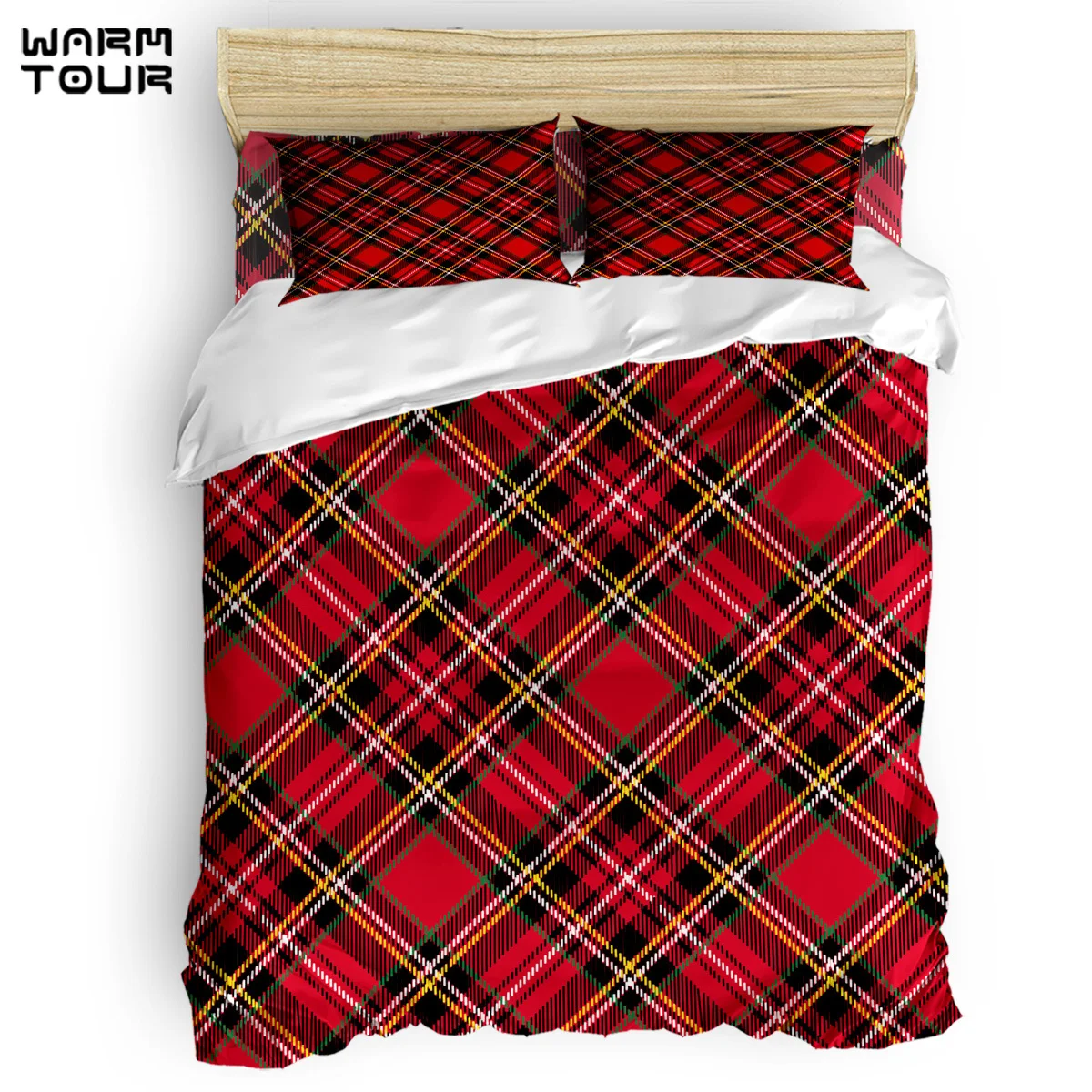Warmtour Duvet Cover Merry Christams Check Pattern New Year Duvet