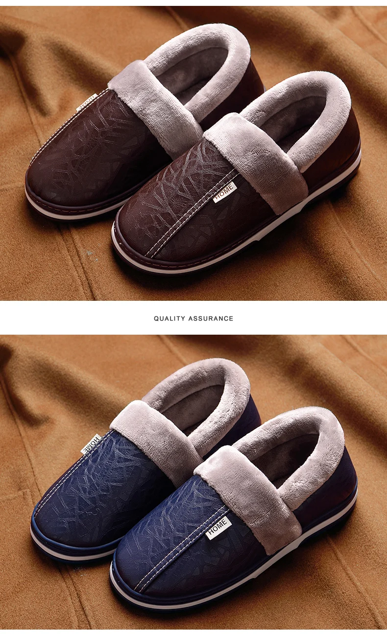 Зимние тапочки для мужчин; большие размеры 45-49; модная домашняя обувь с противообрастающим покрытием; нескользящие мужские тапочки; домашняя ветрозащитная обувь