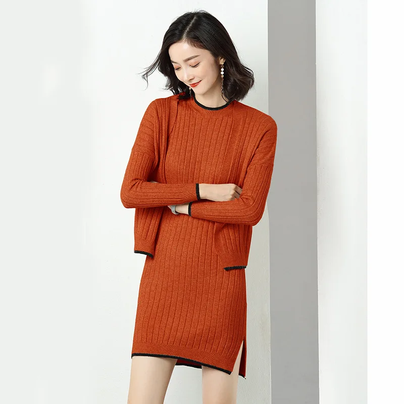 

Autumn Womans Sweater Cardigan+ Straped Dress Sets Solid Female Casual Two-Pieces Suits Loose Sweater Knit Mini Dress Winter