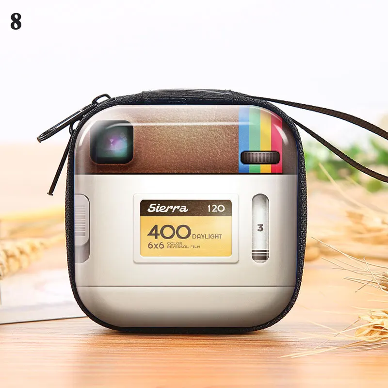 Creative Tinplate Coin Purse Earphone Storage Funny Pattern Bag camera Retro Record Tape Key Bag