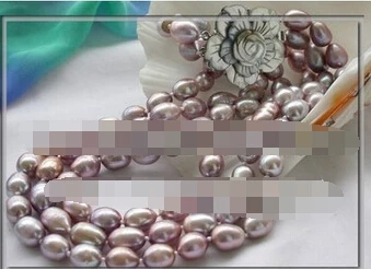 01766 3 ряда 1" Капельное Лавандовое пресноводное жемчужное ожерелье