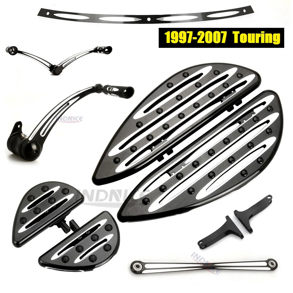 

Black Aluminum cnc cut Floorboards Brake shift linkage levers for harley touring 1997-2007 FLHX FLHT Windshield trim