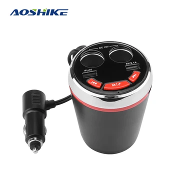 

AOSHIKE 3 in 1 Bluetooth FM Transmitter QC3.0 Car Music MP3 Player Hands Free Car Cup Holder Cigarette Lighter 2 USB Power