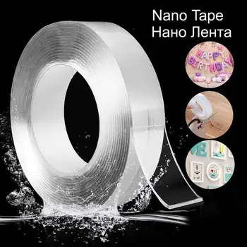 

1M 2M 3M 5M Nano Magic Tape Double Sided Tape Transparent No Trace Reusable Waterproof Adhesive Tape Cleanable Home gekkotape
