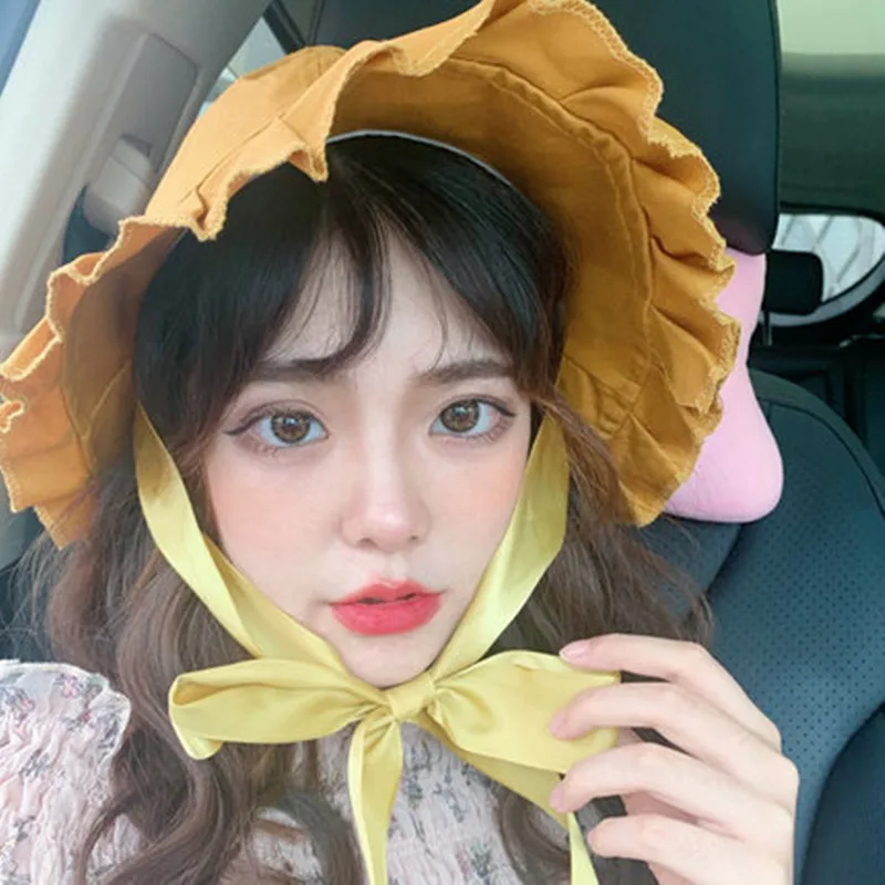 

Fisherman's Hat Female Face Shade Korean Sun Protection Ultraviolet Sunshade Hat Tidal Wide Corner Large Corner Yellow