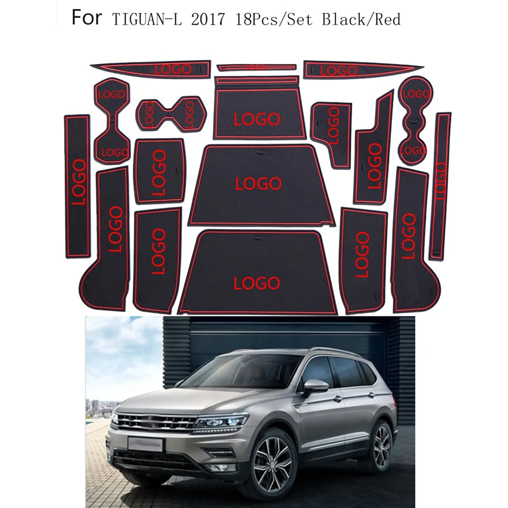 

18PCS/Set Gate Slot Pad Replacement for Tiguan L 2017 Door Groove Mat Interior Non-Slip Dust Mat Car Styling