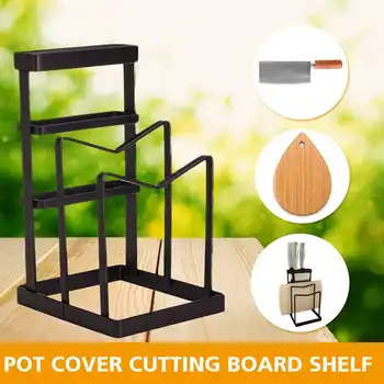 

New arrival Cutting Board Stand Kitchen Organizer Dual Racks Chopping Board Shelf Iron chopping board shelf Black