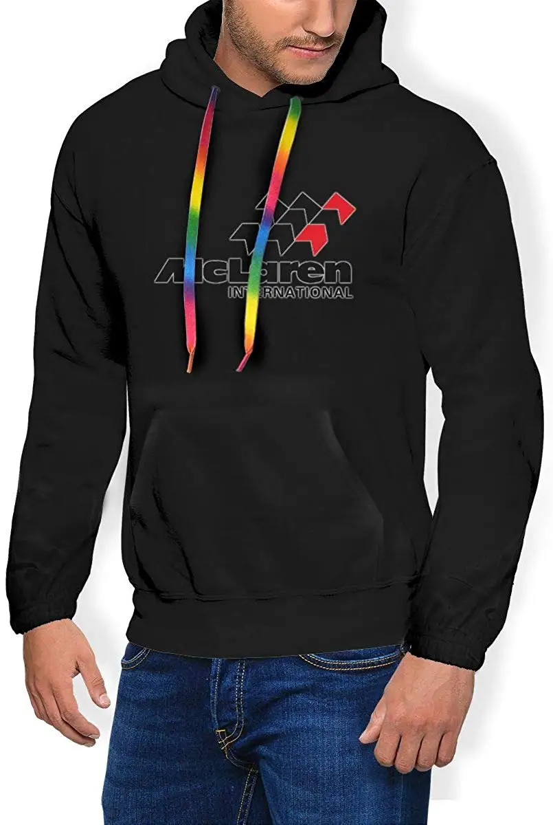 TSDFCMen Designed Mclaren Automobile Logo with Hood Fashion Bag Thickening Hoodie Black |