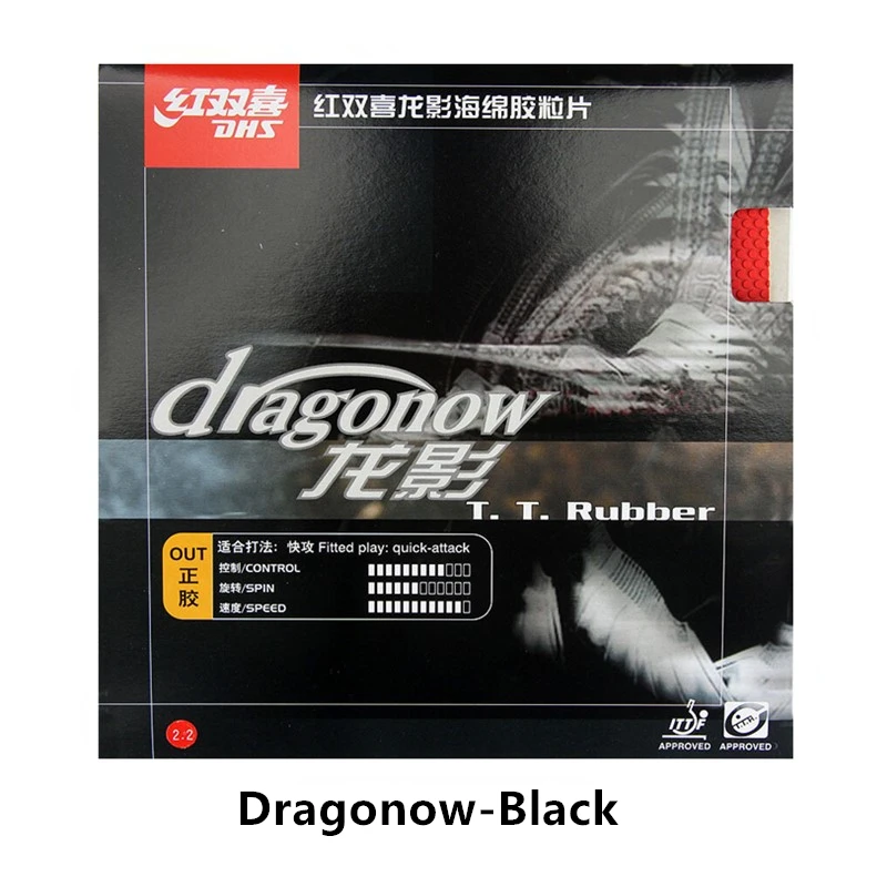 DHS dragonow, для настольного тенниса, резиновые прыщи, быстрая атака с губкой, для пинг-понга, tenis de mesa - Цвет: Black