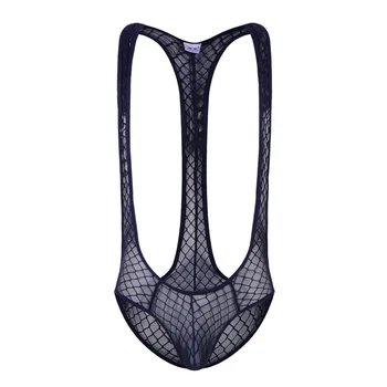 

Sexy Men Onesies Ultra-thin Underwear Men's Bodysuit Male Breathable Transparent Body Building One-piece-Jumpsuit Undershirts