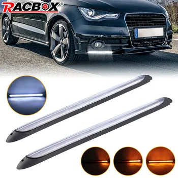 

24cm 28cm Universal Car LED Light Daytime Running Light Scan Sequential Headlight Waterproof Flow Yellow Turn Signal White