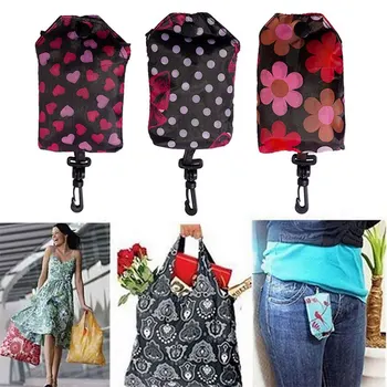 

Folding Reusable Grocery Bags Cloth Polyester Foldable Into Attached Pouch 42x55CM Colorful Grocery Tote Washable Bags