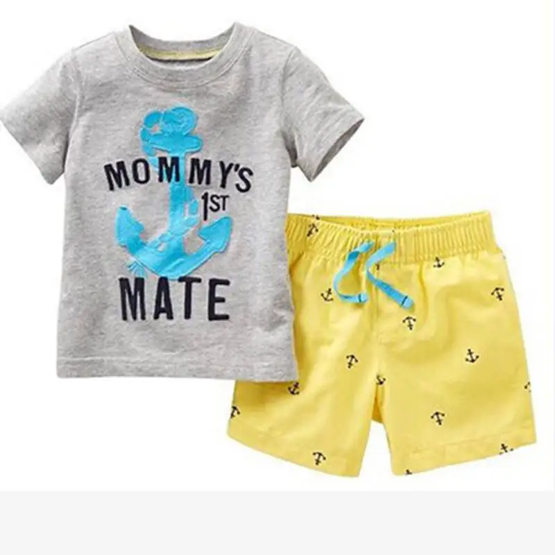 Дизайн! 1 компл./лот, детские пижамы для маленьких мальчиков Домашняя одежда с короткими рукавами летняя хлопковая одежда для сна детская мягкая Ночная одежда - Цвет: Флуоресцентный желтый