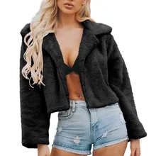 Искусственное меховое плотное пальто для женщин, осенняя теплая мягкая свободная Меховая куртка, женская верхняя одежда на молнии, плюшевое женское повседневное зимнее пальто# D2