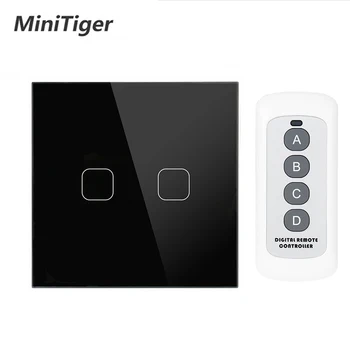 

Minitiger EU/UK Standard 1/2 Gang Wireless Remote Control Light Touch Switches, Smart Home RF433 Remote Control Wall Switch