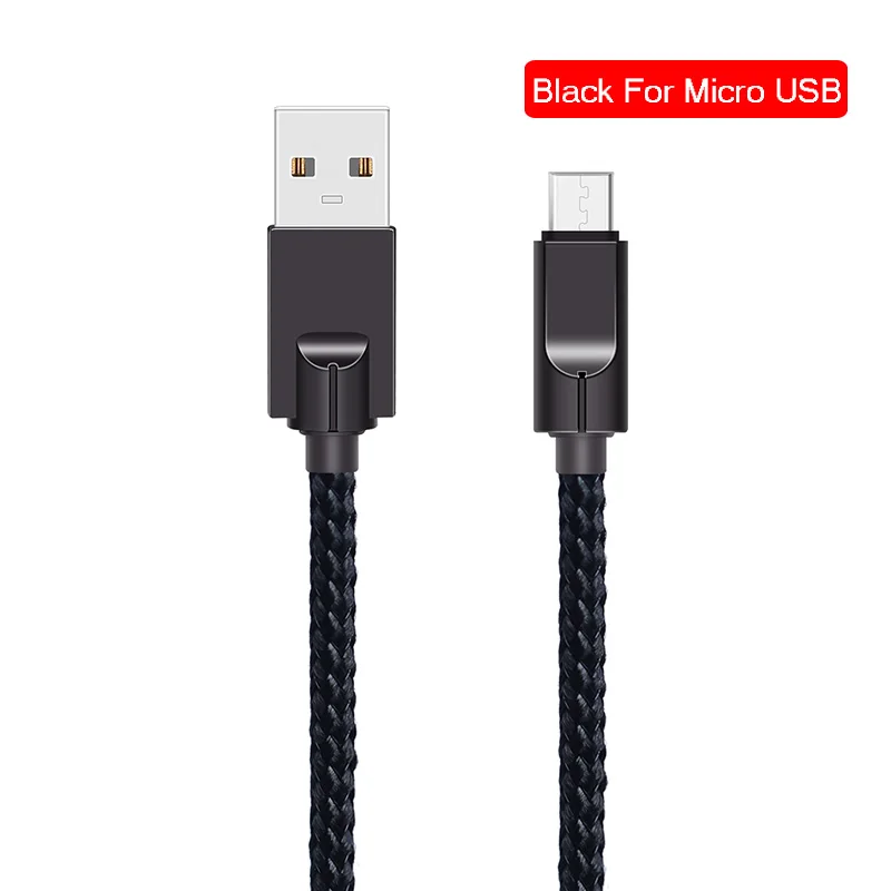 Мобильный кабель для зарядки телефона Быстрая зарядка usb type-C Micro USB кабель type C устройства для huawei Honor для Xiaomi Redmi линия передачи данных - Цвет: Black-Micro