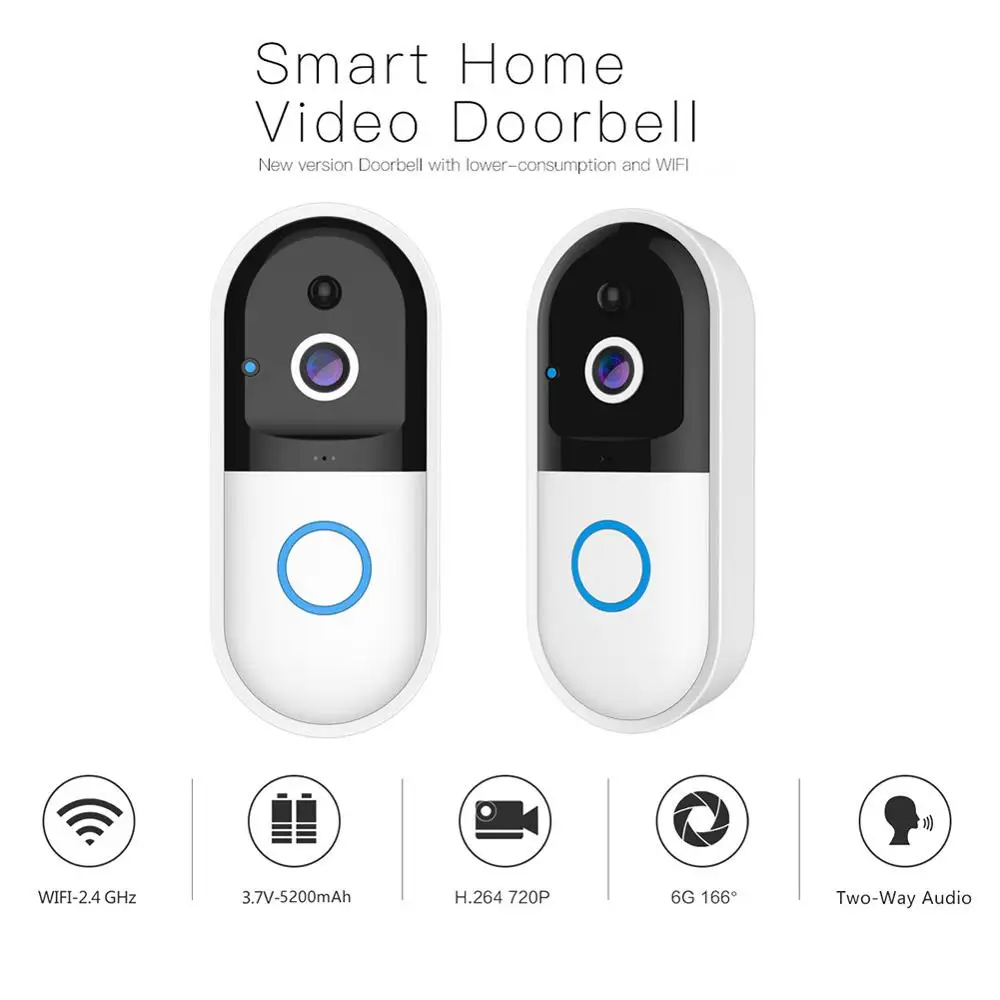 

Smart WiFi Video Doorbell Door Phone Smart Wireless Security Door Bell Visual Recording Home Monitor Night Vision Intercom