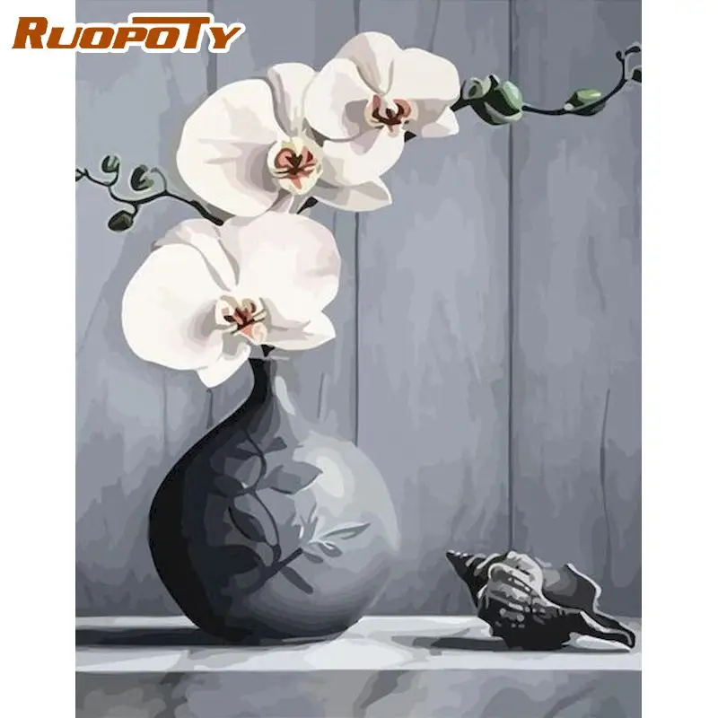 

RUOPOTY 60x75cm DIY Painting By Numbers Flowers Picture Coloring Zero Basis HandPainted Oil Painting Unique Gift Home Decor