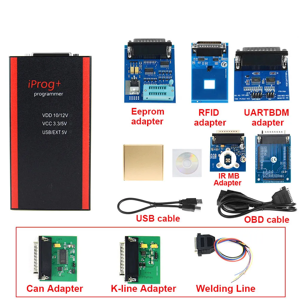 V80 IPROG Porgrammer IR MB адаптеры IPROG CAN-BUS адаптер IPROG Kline адаптер по лучшей цене - Color: Iprog  7 adapters