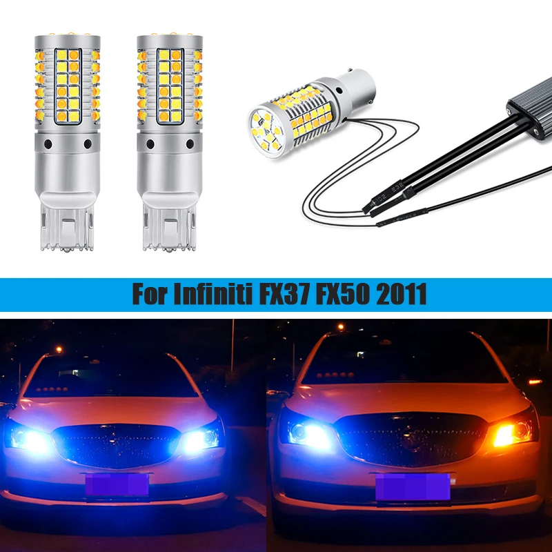 

2pcs For Infiniti FX37 FX50 2011 Turn Lights T20 7440 WY21W LED White DRL Daytime Running Lights Turn Signals all in one