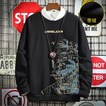 

19 Big Size Super Fat Man Plus Velvet Sweater Plus Fat plus Loose Leisure Slim Top