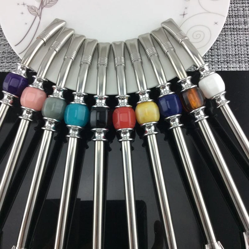 Washable Drinking Straw Spoon Tea Filter Yerba Mate With Cleaning Brush Tea Straws Bombilla Gourd Reusable Coffee Tools tea spoons