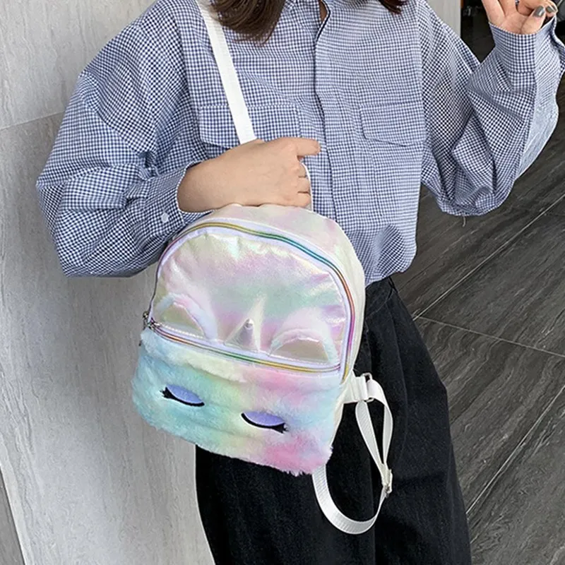 Lovely Women Girls Unicorn Laser Backpack School Bag Handbag Children  Gift