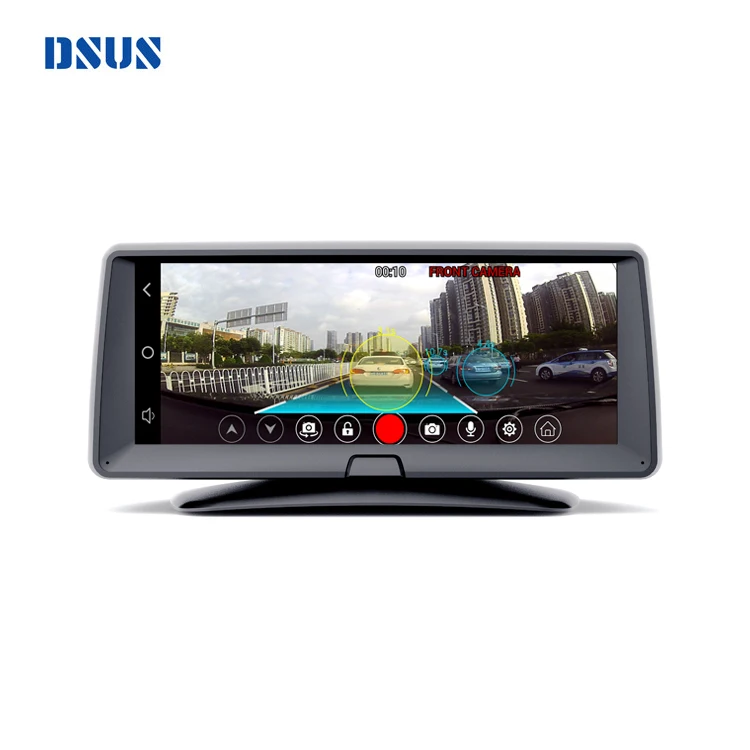 

7" car alarm system dash cam navigation camera recorder vehicle blackbox dvr gps 360 panoramic reverse view parking sensor