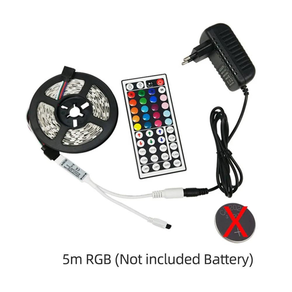 5M set no battery 5 м 10 М 5050 SMD светодиодный водонепроницаемый RGB Светодиодная лента постоянного тока 12 В гибкая светодиодная лента ТВ фоновое освещение с ИК-пультом дистанционного управления - Испускаемый цвет: 5M set no battery