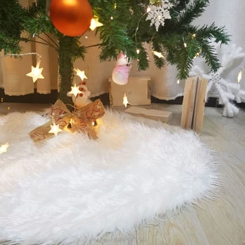 

78/90/122cm Christmas Tree Skirt White Carpet Plush Base Floor Mat Cover Xmas Party Decoration S21 20 Dropship